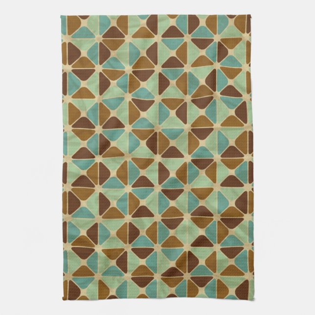 Retro geometric pattern tea towel (Vertical)