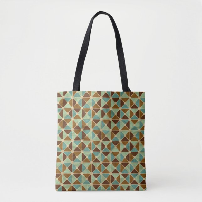 Retro geometric pattern tote bag (Front)