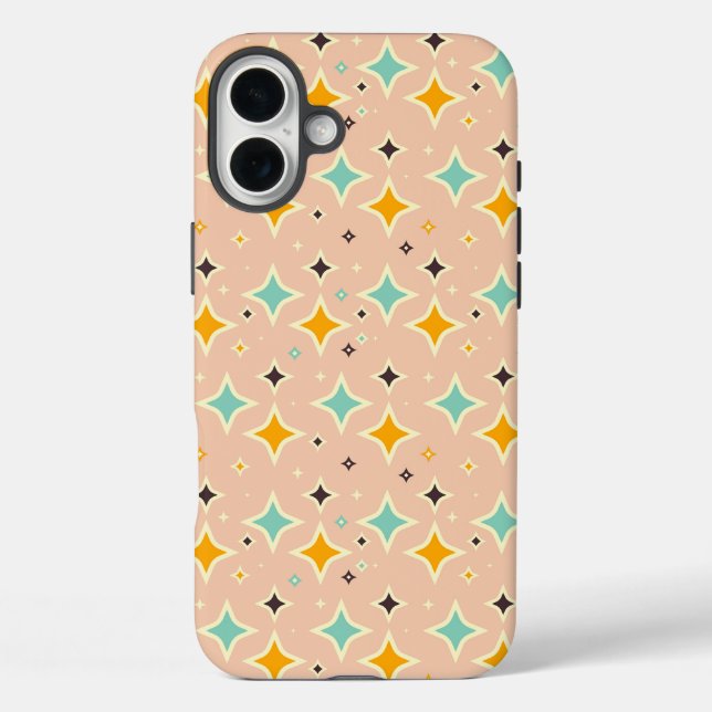 Retro geometric pattern with teal, orange, black Case-Mate iPhone case (Back)