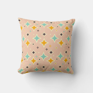 Retro geometric pattern with teal, orange, black cushion