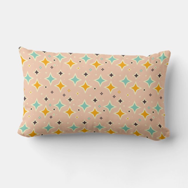 Retro geometric pattern with teal, orange, black lumbar cushion (Back)