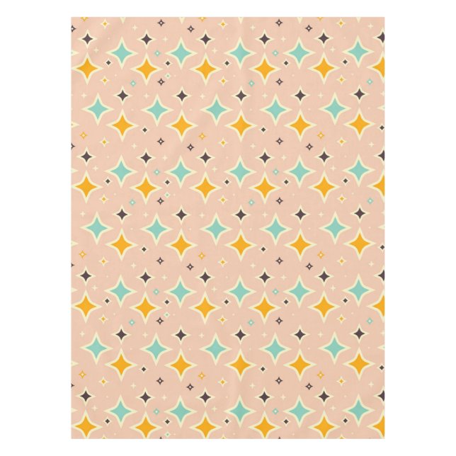Retro geometric pattern with teal, orange, black tablecloth (Front)