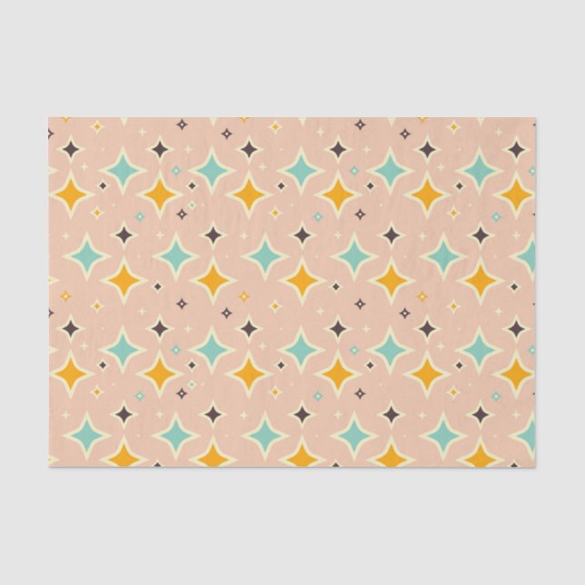 Retro geometric pattern with teal, orange, black tissue paper (Front)