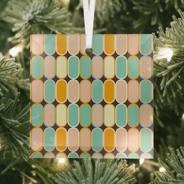 Retro geometric pattern with vertical ovals glass tree decoration (Insitu)