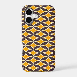 Retro geometric pattern yellow and brown leaf
