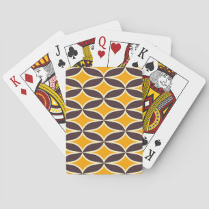 Retro geometric pattern yellow and brown leaf playing cards
