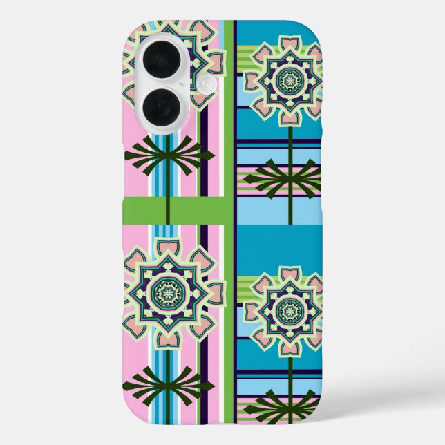 Retro geometric patterns and fantasy flowers Case-Mate iPhone case (Back)