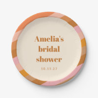 Retro Geometric Pink Orange Custom Bridal Shower