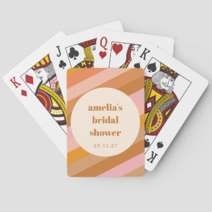 Retro Geometric Pink Orange Custom Bridal Shower Playing Cards