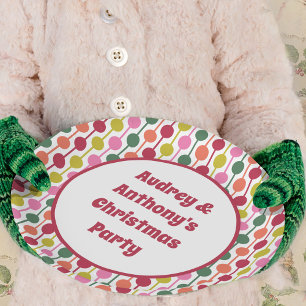 Retro Geometric Print 1970s Patterned Christmas Paper Plate