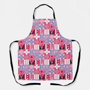 retro geometric print pattern apron