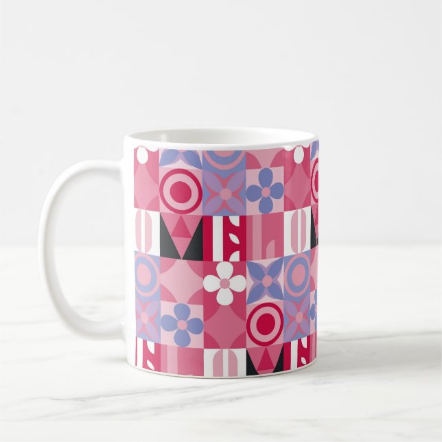 retro geometric print pattern coffee mug (Left)