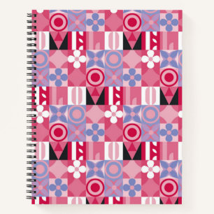 retro geometric print pattern notebook
