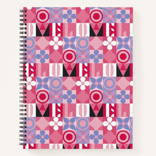 retro geometric print pattern notebook (Front)