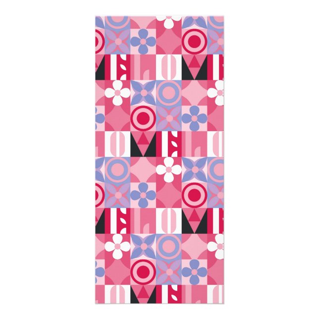 retro geometric print pattern rack card (Front)