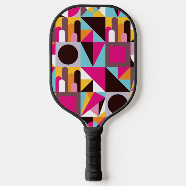Retro Geometric Psychedelic Pattern Colourful  Pickleball Paddle (Front)