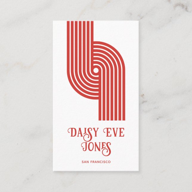 Retro Geometric Red Mod Business Card (Front)