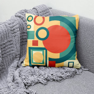 Retro Geometric Risograph Style Abstract Design Cushion