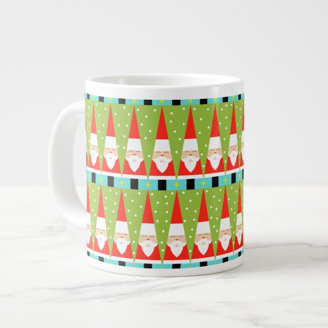 Retro Geometric Santa Jumbo Mug (Front Left)