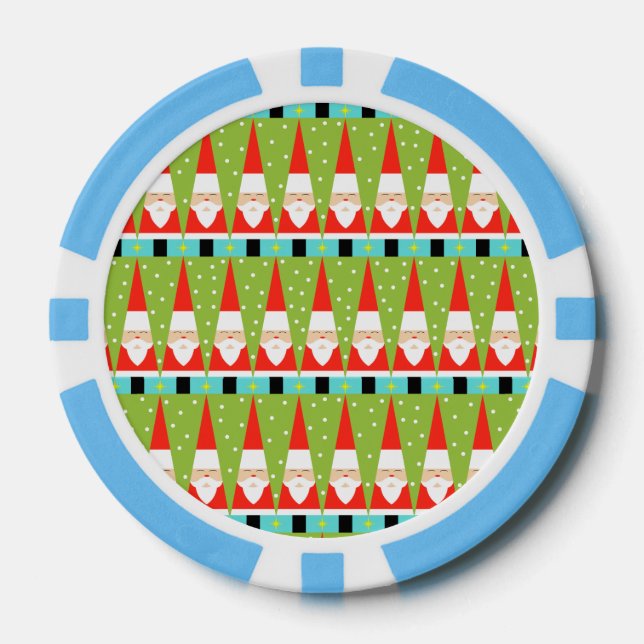 Retro Geometric Santa Poker Chips (Front)
