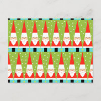 Retro Geometric Santa Postcard