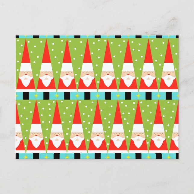 Retro Geometric Santa Postcard (Front)