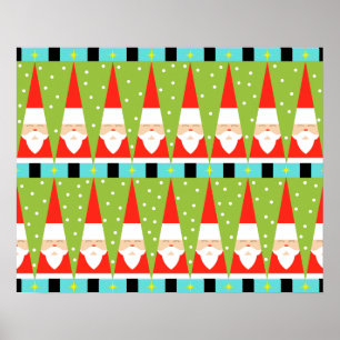 Retro Geometric Santa Poster