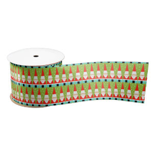 Retro Geometric Santa Satin Ribbon