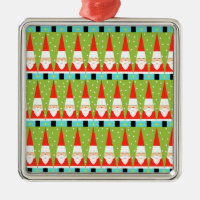 Retro Geometric Santa Square Ornament