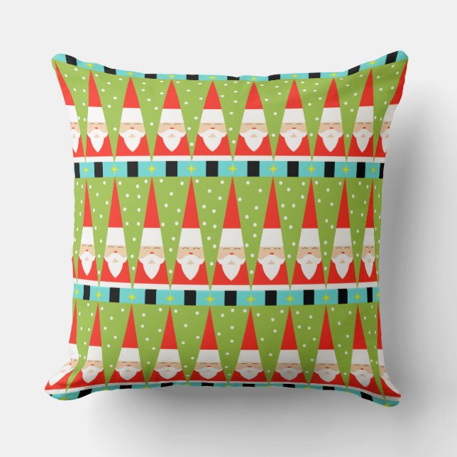 Retro Geometric Santa Throw Pillow (Front)