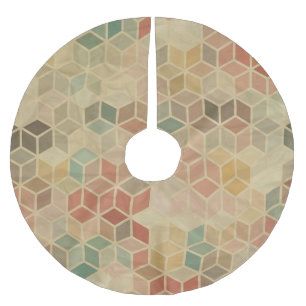 Retro Geometric: Seamless Design Brushed Polyester Tree Skirt