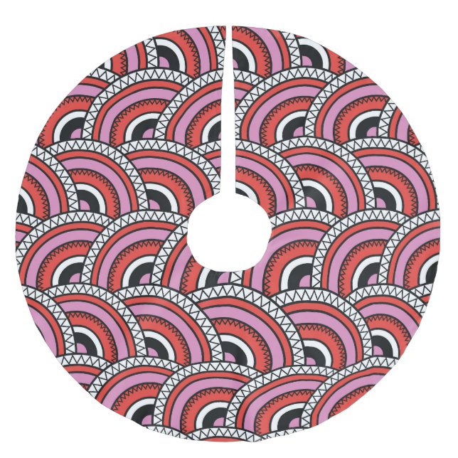 Retro Geometric Seamless Pattern Brushed Polyester Tree Skirt (Front)