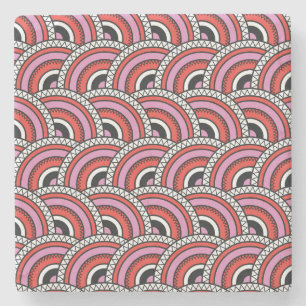 Retro Geometric Seamless Pattern Stone Coaster