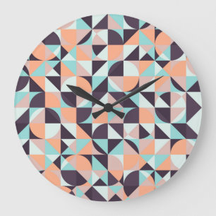Retro geometric, seamless vintage background large clock
