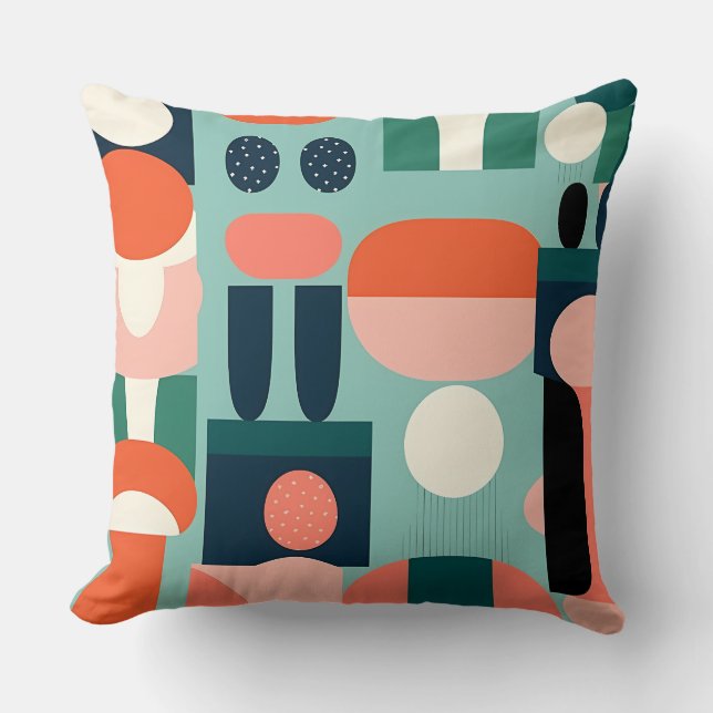 Retro Geometric Semicircle Pillow (Front)
