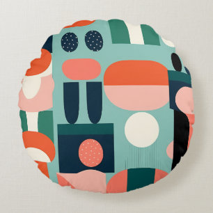 Retro Geometric Semicircle Pillow