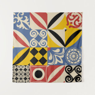 Retro geometric shapes: Azulejos tiles. Tapestry