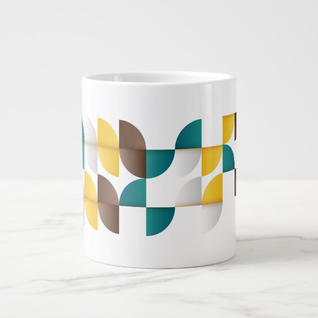 Retro Geometric Shapes Ceramic Mug (Front)