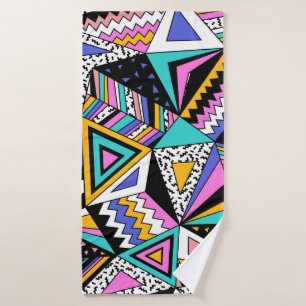 Retro Geometric Shapes: Colorful Vintage. Bath Towel