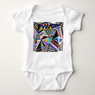 Retro Geometric Shapes: Colourful Vintage. Baby Bodysuit