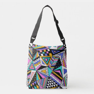 Retro Geometric Shapes: Colourful Vintage. Crossbody Bag