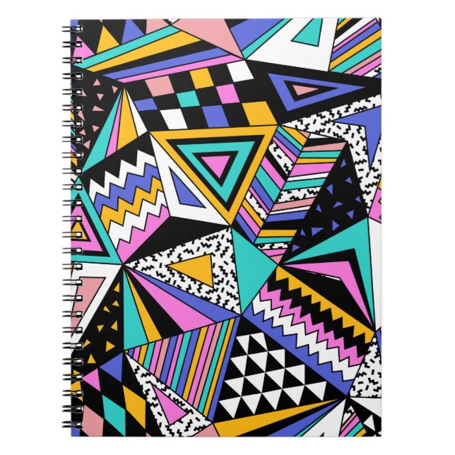 Retro Geometric Shapes: Colourful Vintage. Notebook (Front)
