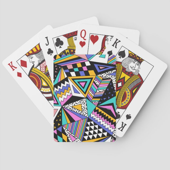Retro Geometric Shapes: Colourful Vintage. Playing Cards (Back)