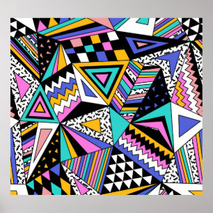 Retro Geometric Shapes: Colourful Vintage. Poster