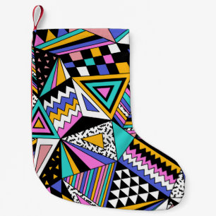 Retro Geometric Shapes: Colourful Vintage. Small Christmas Stocking