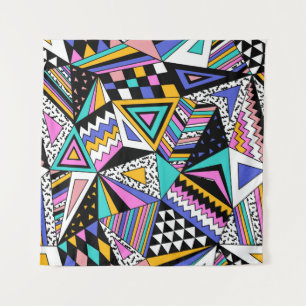 Retro Geometric Shapes: Colourful Vintage. Tapestry