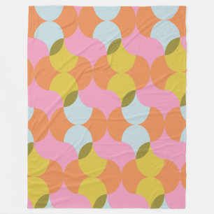Retro Geometric Shapes in Bright Pastel Colours Fleece Blanket