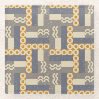 Retro geometric shapes, modern pattern glass coaster