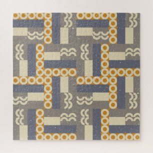 Retro geometric shapes, modern pattern jigsaw puzzle