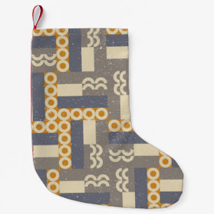Retro geometric shapes, modern pattern small christmas stocking